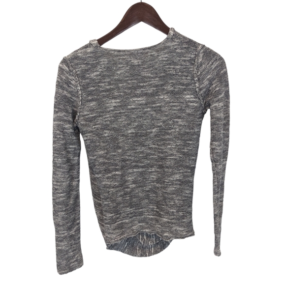 Free People Faux Wrap Knitted Low V-neck Light Sweater Women's Size Small Gray - Picture 2 of 9
